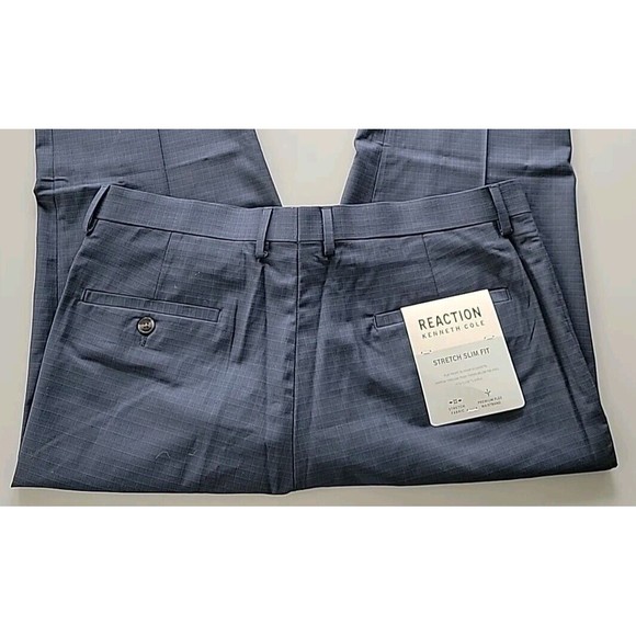 Kenneth Cole Reaction Mens Size 34x32 Flex Waistband Stretch Slim Fit Pants Blue - Picture 3 of 11